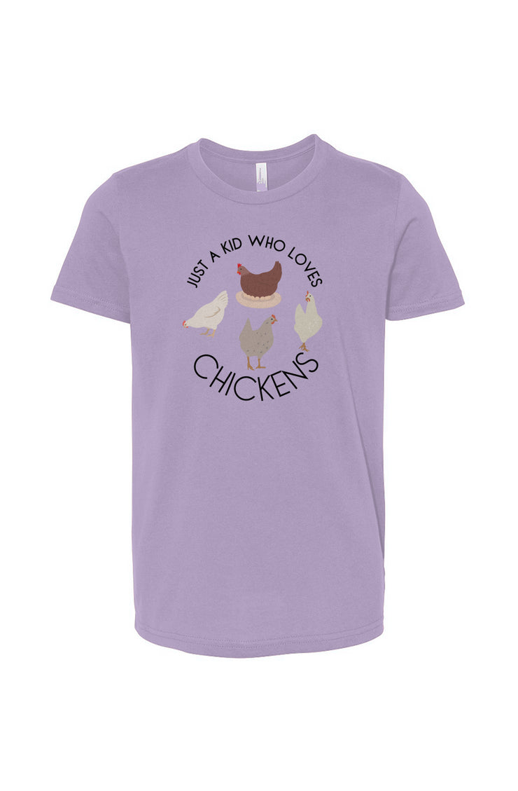 JUST A KID WHO LOVES CHICKENS - Chicken Lady - Youth Jersey Tee