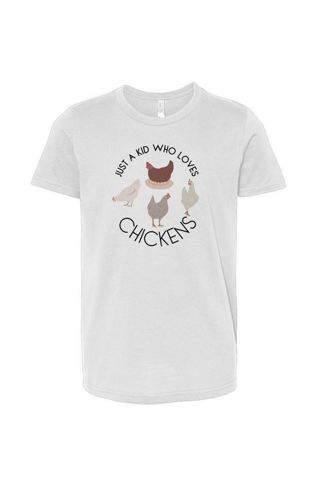 JUST A KID WHO LOVES CHICKENS - Chicken Lady - Youth Jersey Tee