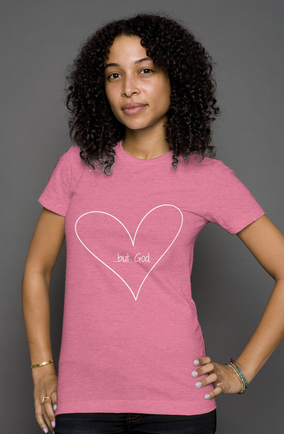 In Our Hearts - But God - womens heather t shirt