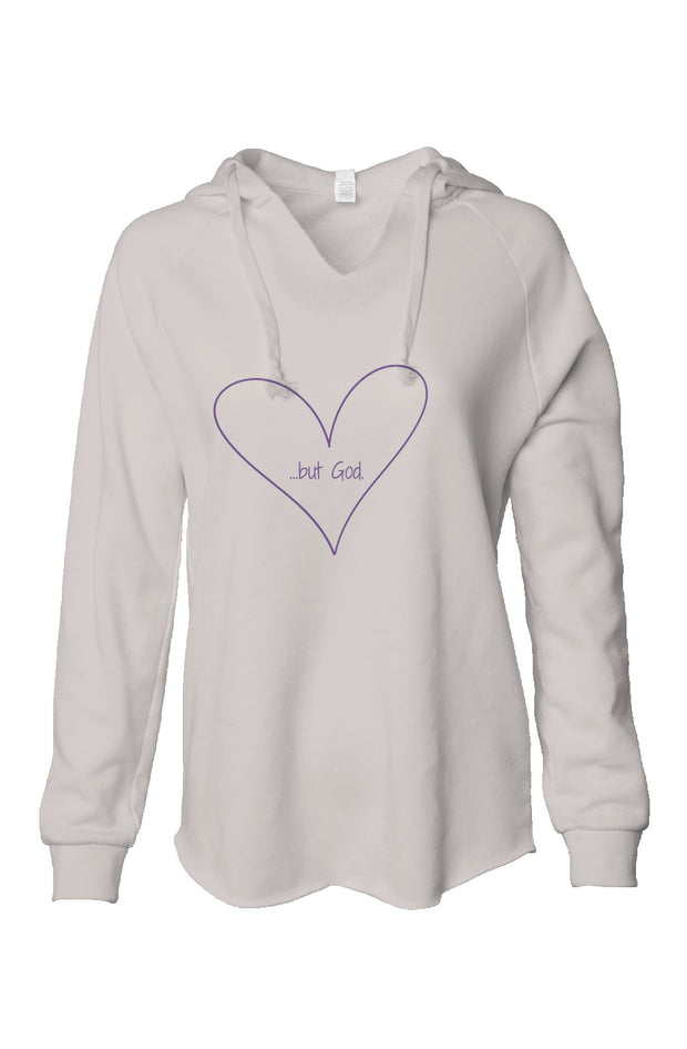 In Our Heart - But God - Womens Lightweight  Wash Hooded Sweatshirt