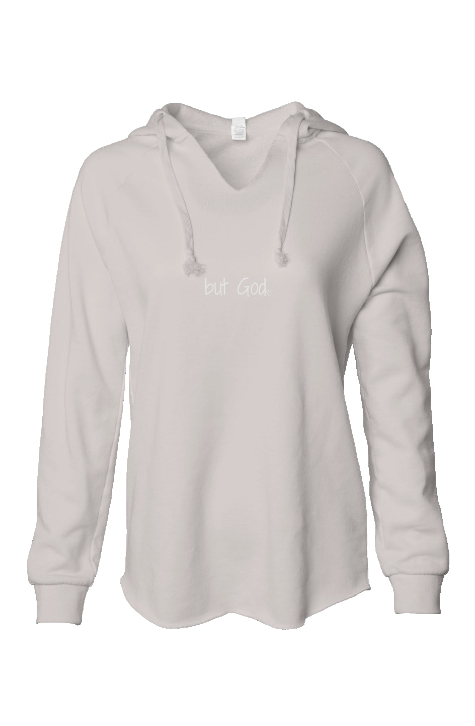 But God - Embroidered. Womens Lightweight  Wash Hooded Sweatshirt