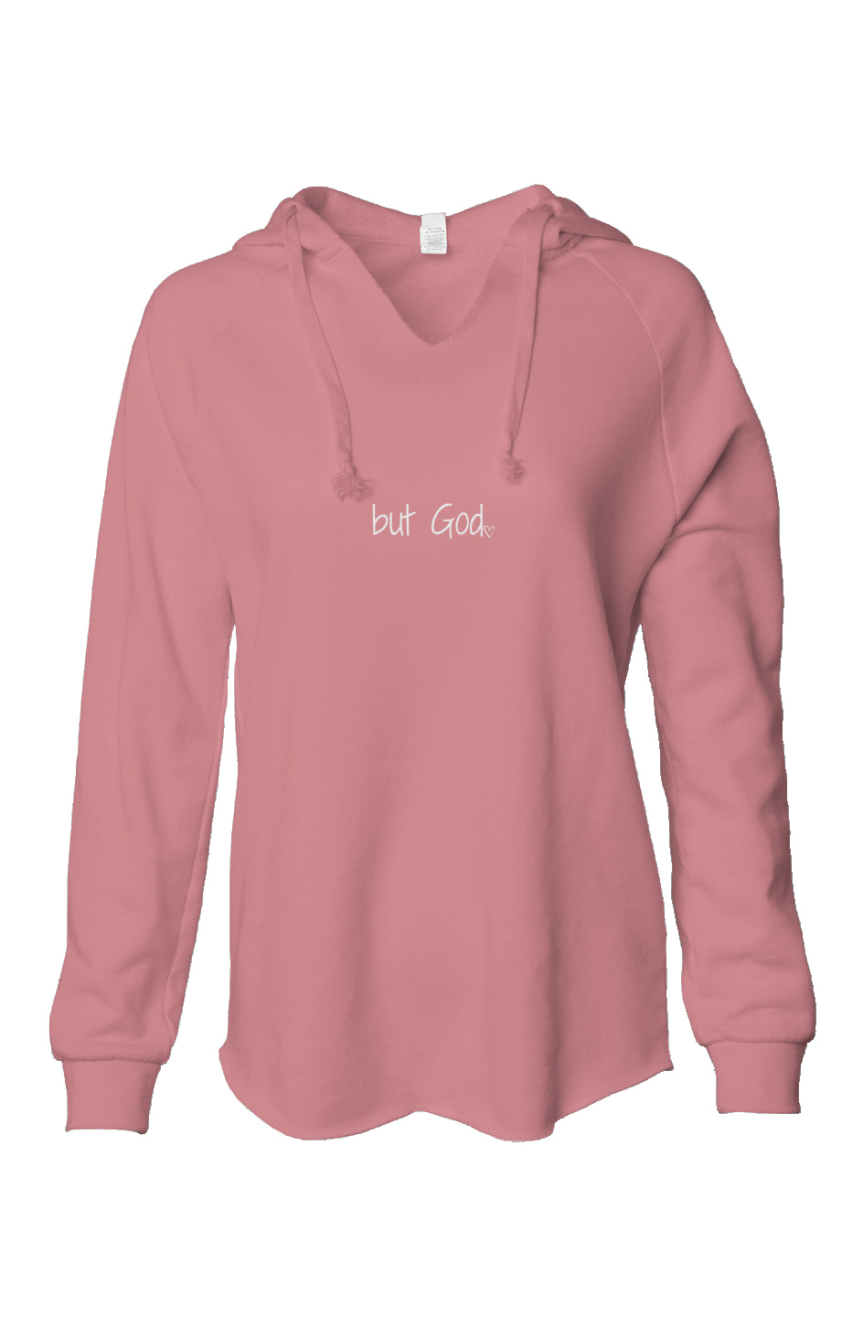 But God - Embroidered. Womens Lightweight  Wash Hooded Sweatshirt