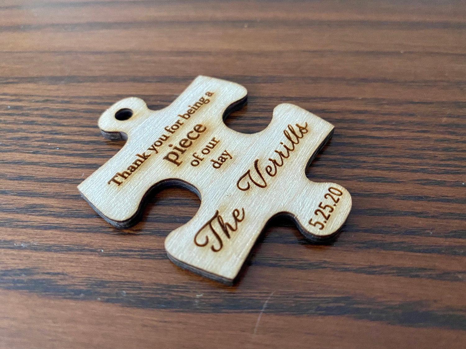 Wooden Puzzle Piece Wedding Favor