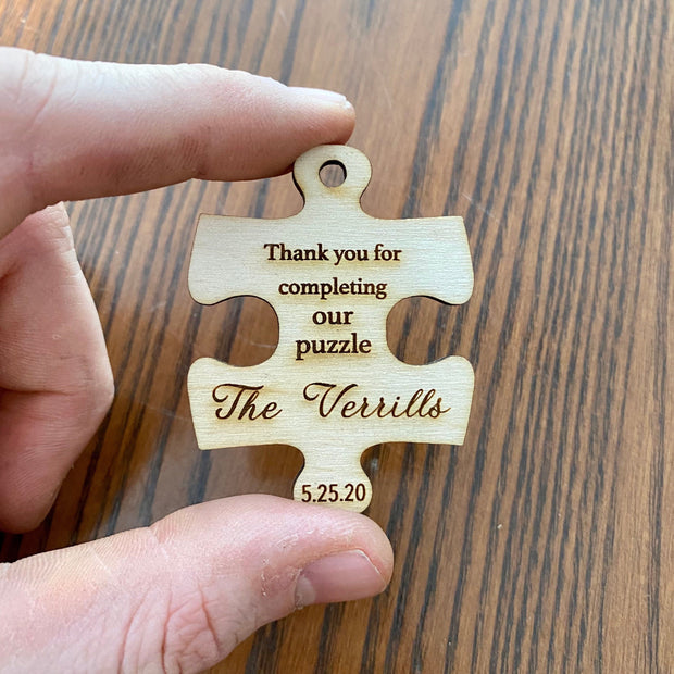 Wooden Puzzle Piece Wedding Favor