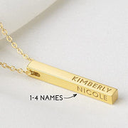 Personalized Mother Necklace, 4 Side Bar Necklace, Kids Names Necklace