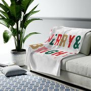 Christmas Holiday Merry & Bright Plush Blanket Throw