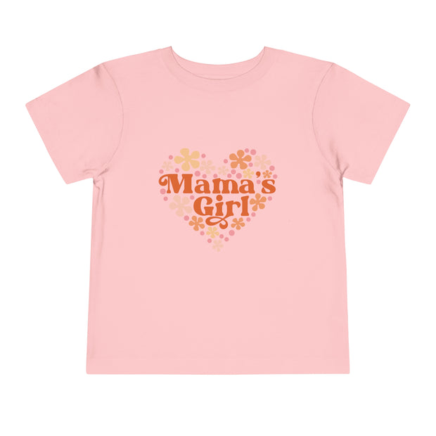 Mamas Girl Flower Valentines Toddler Short Sleeve Tee