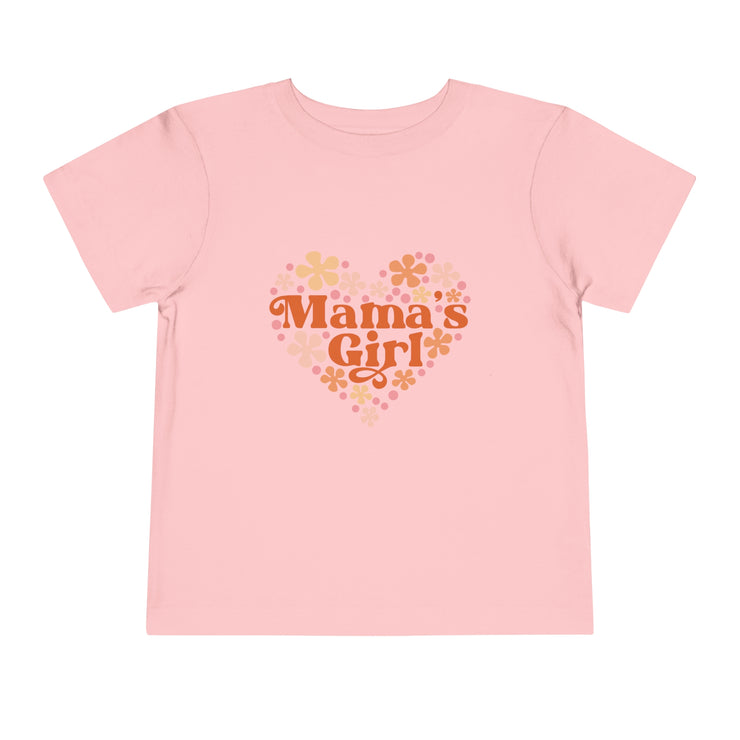 Mamas Girl Flower Valentines Toddler Short Sleeve Tee