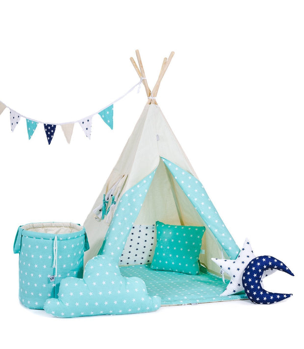 Child's Teepee Set Pale Green Sky