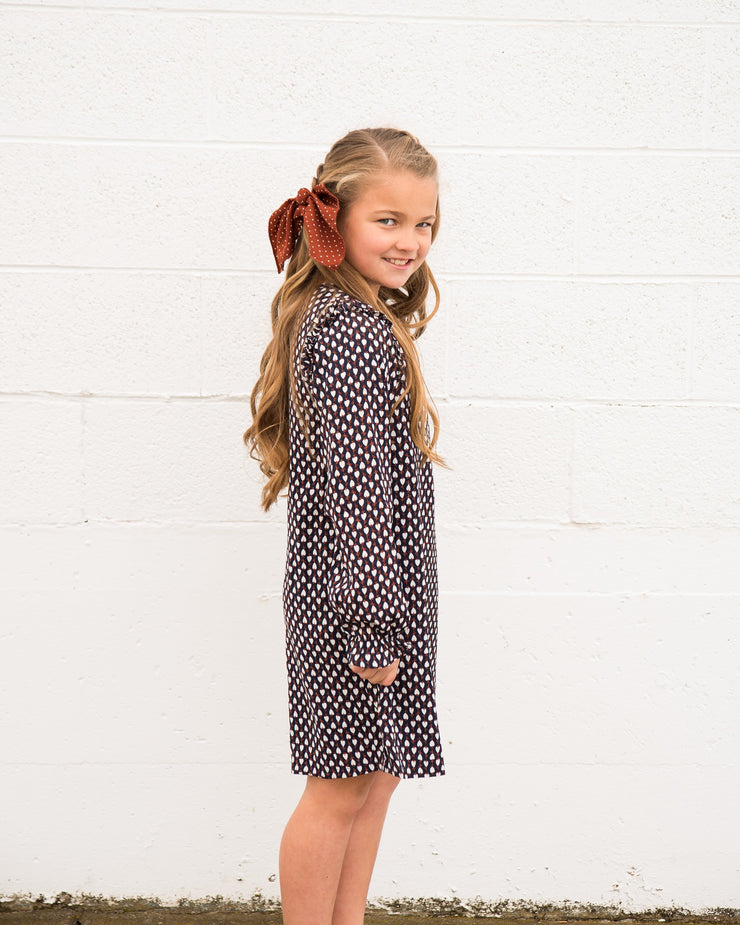 Geometric Print Shift Dress for Little Girls