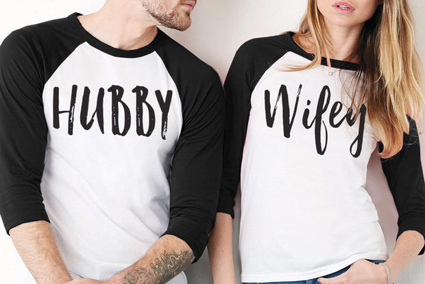 HUBBY & WIFEY SHIRTS Baseball Tees - PICK COLOR