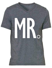 MR. Groom Shirt Gray V-neck