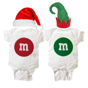 Merry Christmas - M and M's Baby Bodysuit Combo - Red & Green