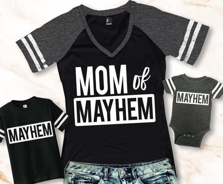 MOMMY & ME Mayhem Shirts for Mom Baby and Kids