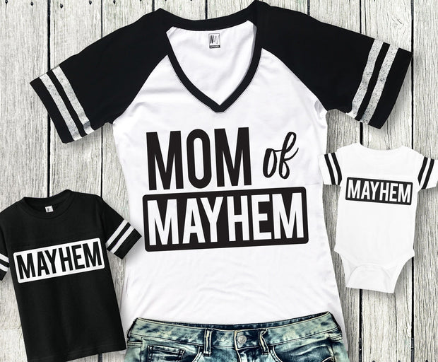 MOMMY & ME Mayhem Shirts for Mom Baby and Kids