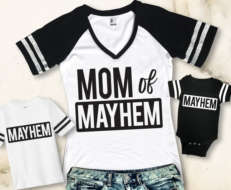 MOMMY & ME Mayhem Shirts for Mom Baby and Kids