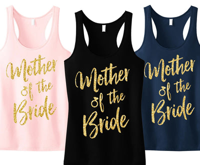 Mother of the Bride Script Tank Top with Gold Glitter - Pick Color