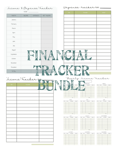 The Bradley Bunch - Financial tracker bundle printable digital download income expense yearly monthly