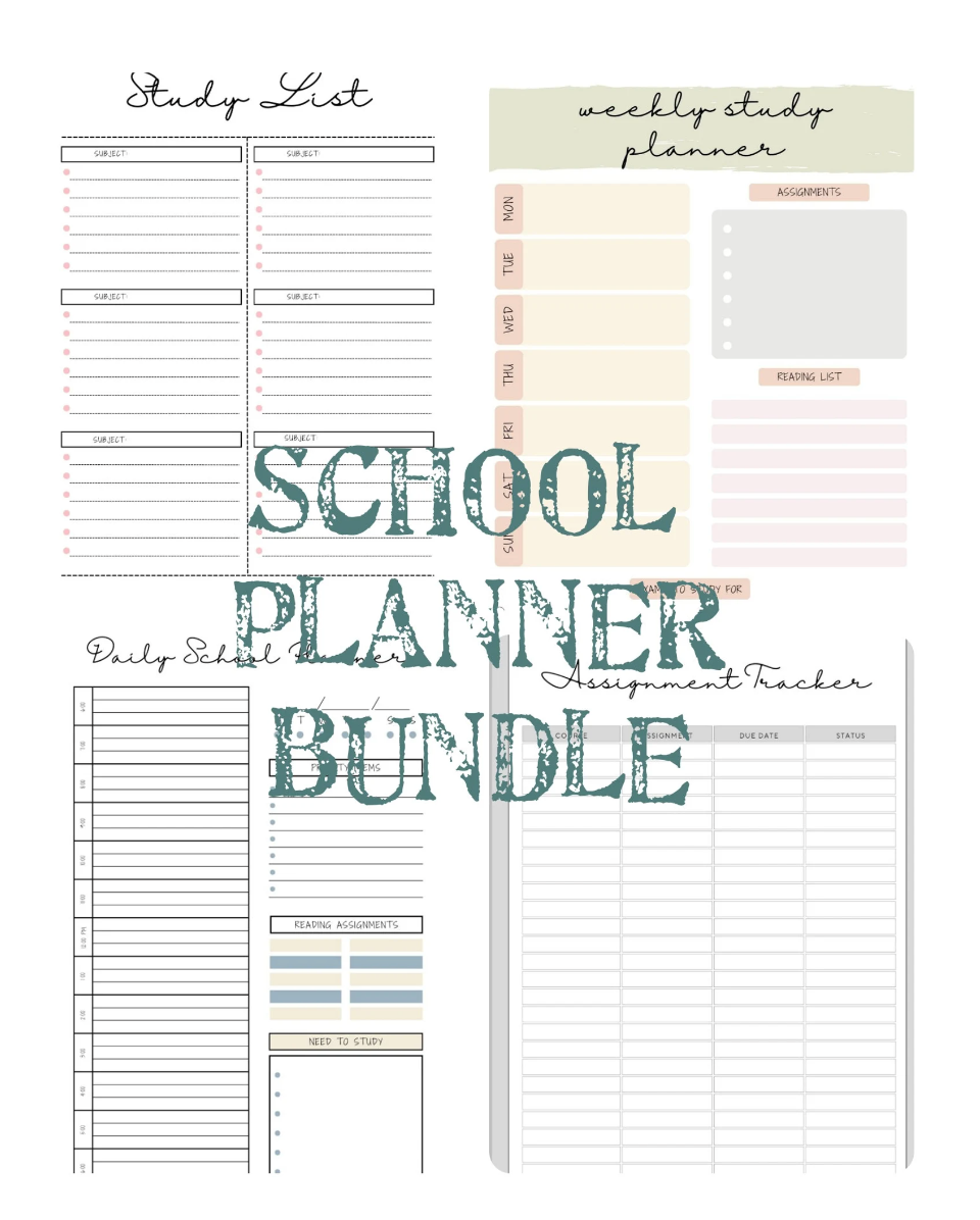 The Bradley Bunch - school planner bundle digital download printable college high school organization