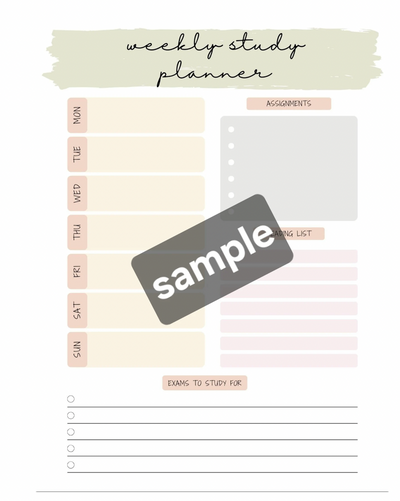 The Bradley Bunch -weekly study planner for school to improve organization downloadable printable digital college high school