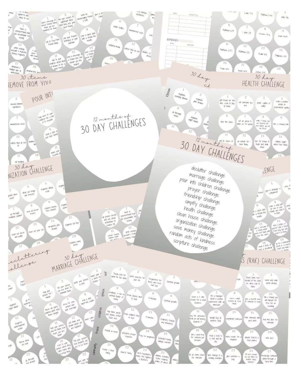 The Bradley Bunch - 12 months of 30 day challenges 53 pages digital download printable