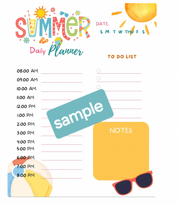 The Bradley Bunch - summer schedule for kids digital download printable