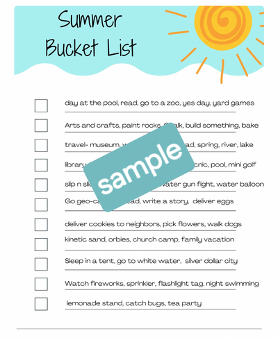 The Bradley Bunch - summer bucket list ideas digital download printable