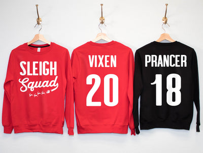 SLEIGH SQUAD Custom Christmas Sweatshirt - Custom Name & Number