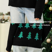 Women Pullover Jacquard Christmas Tree Knitwear Long Sleeve Knit