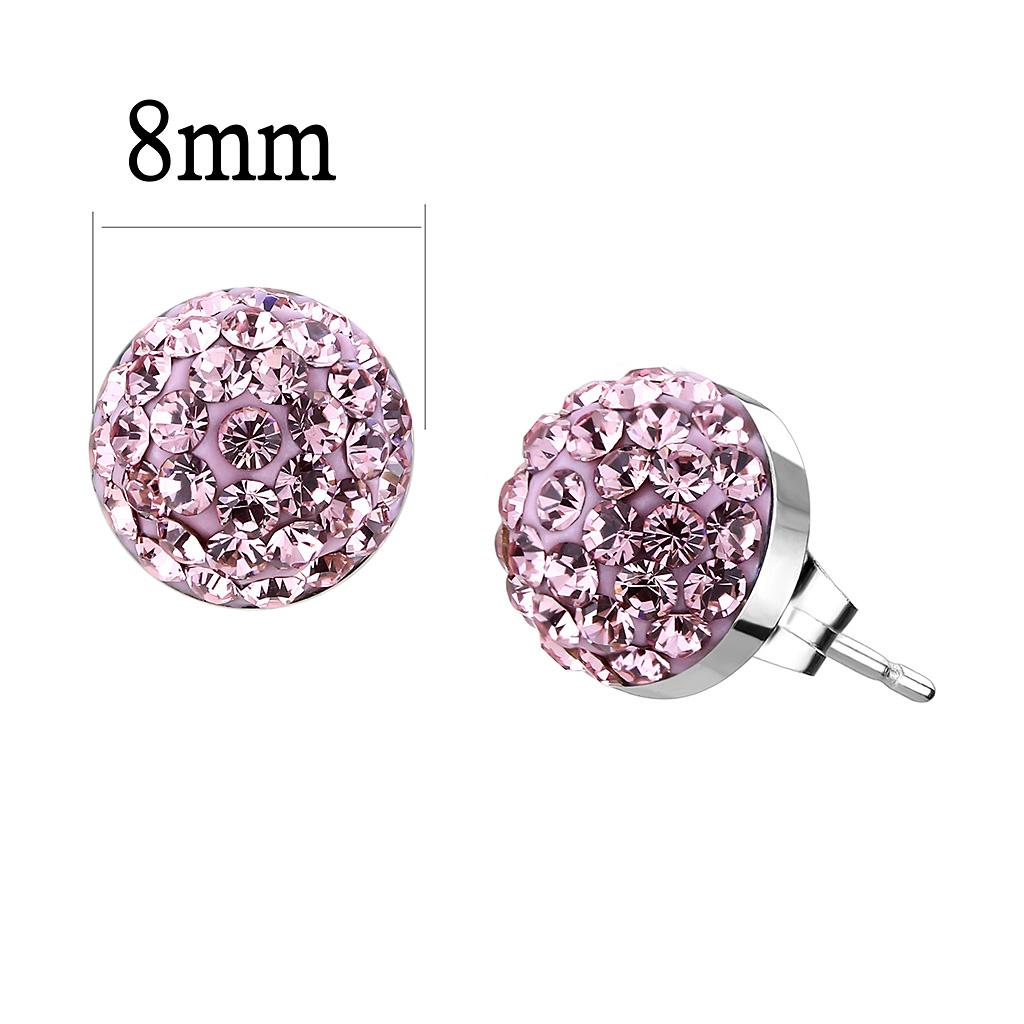 TK3554 - High polished (no plating) Stainless Steel Earrings with Top