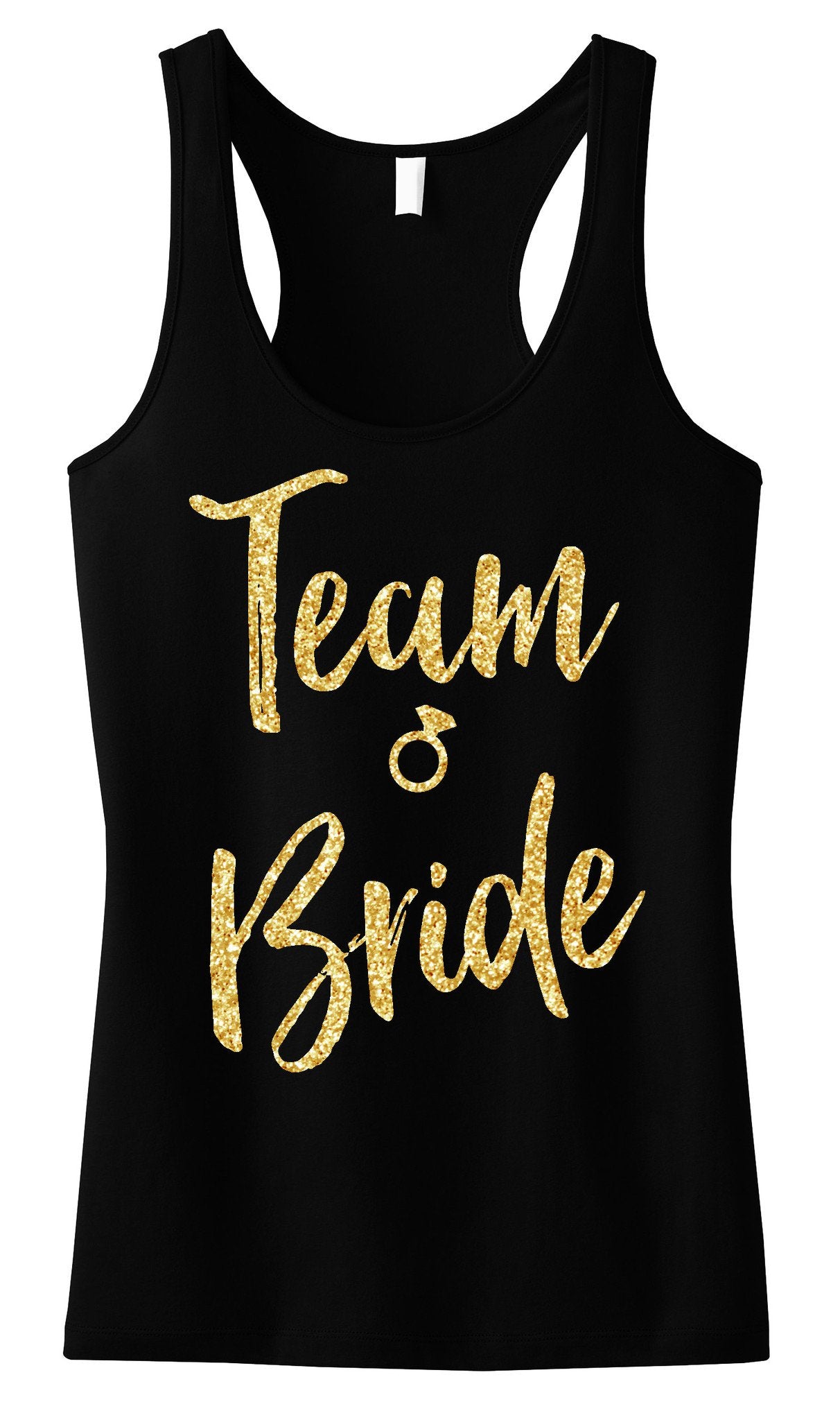 Team Bride Script Tank Top with Gold Glitter - Pick Color