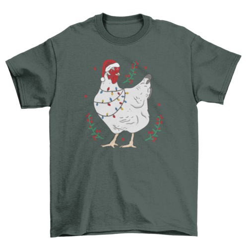 Christmas lights chicken t-shirt