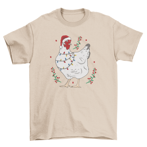 Christmas lights chicken t-shirt