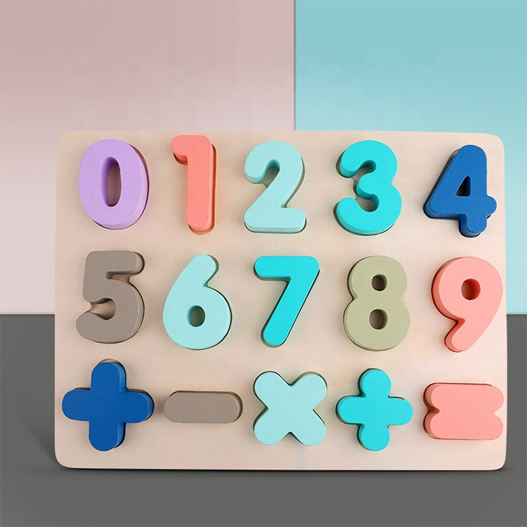 Wooden Puzzle Toy Game - English Letters ABC Numbers Learning for Kids