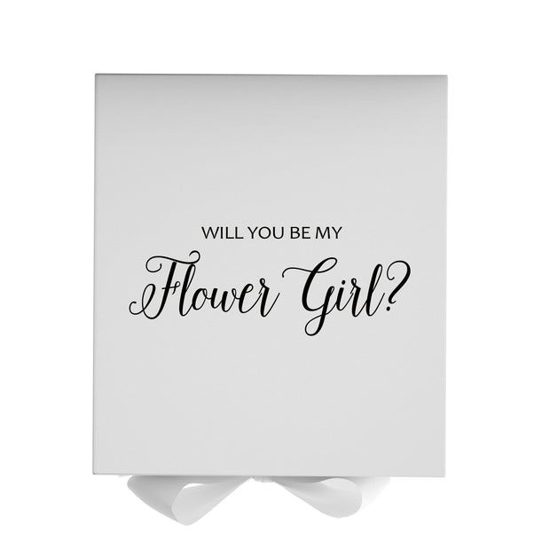 Will You Be My Flower Girl? Proposal Box White - No Border