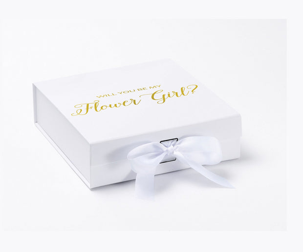 Will You Be My Flower Girl? Proposal Box White - No Border