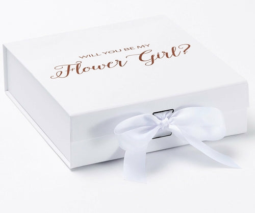 Will You Be My Flower Girl? Proposal Box White - No Border