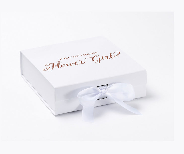 Will You Be My Flower Girl? Proposal Box White - No Border