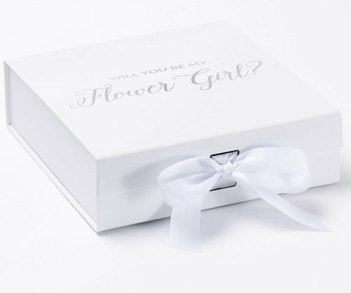 Will You Be My Flower Girl? Proposal Box White - No Border