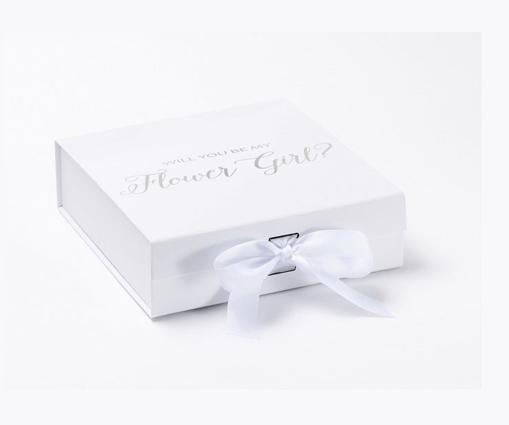 Will You Be My Flower Girl? Proposal Box White - No Border