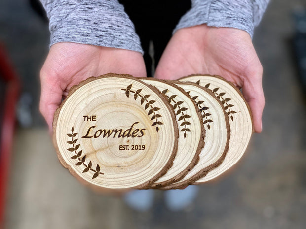 Custom Wood Slice Wedding Favors