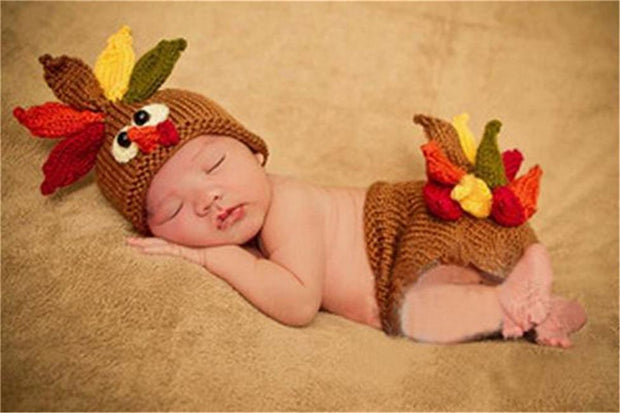 Turkey Design Costume Boys Girls Hat and Diaper set Infant Crochet