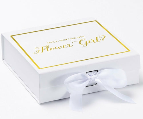 Will You Be My Flower Girl? Proposal Box White -  Border