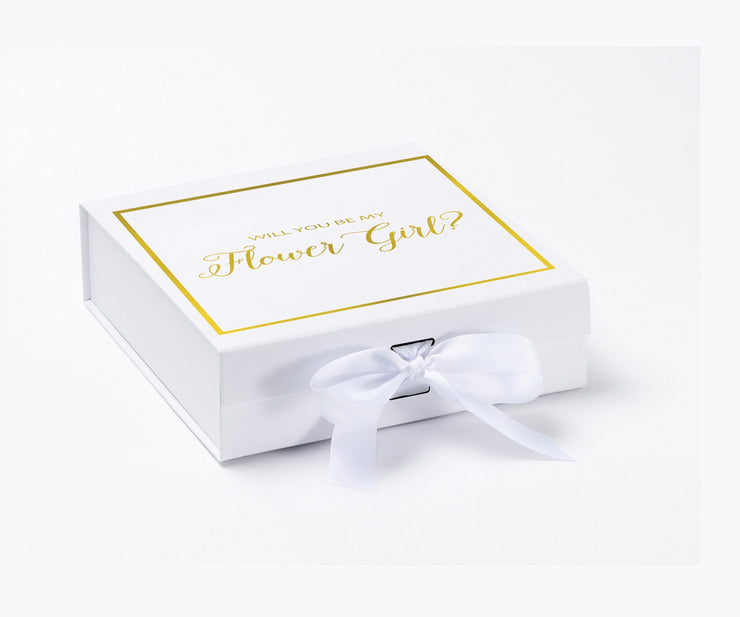 Will You Be My Flower Girl? Proposal Box White -  Border